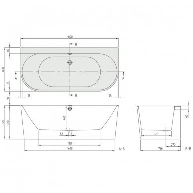 Akrilinė vonia Villeroy & Boch Oberon 2.0 180x80 su priekiniu uždengimu 2