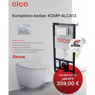 Alca WC komplektas su rėmu bei mygtuku