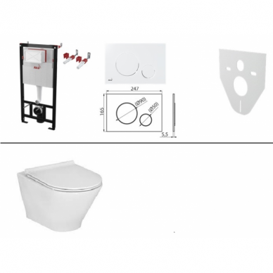 ALCADRAIN ir ROCA GAP Round rimless potinkinis WC komplektas