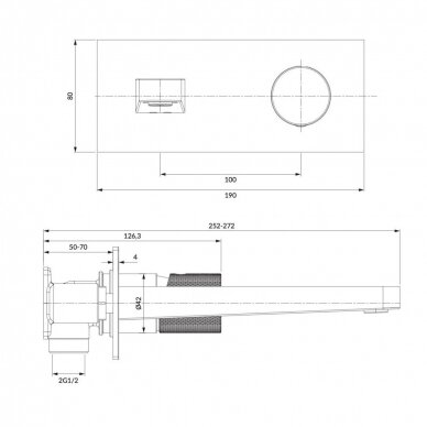 Braižyto vario spalvos potinkinis maišytuvas praustuvui Omnires Contour CT8015CPB 3