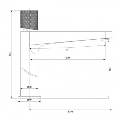 Aukštas antracito spalvos maišytuvas praustuvui Omnires Contour CT8012AT 1