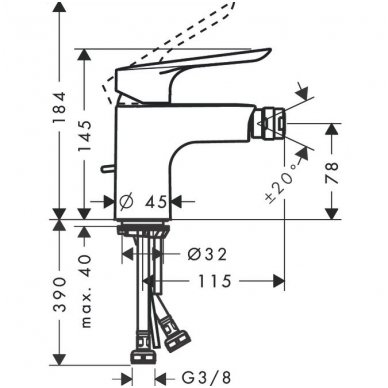 Bidė maišytuvas Hansgrohe Logis E 1