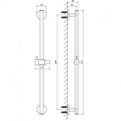 Braižyto aukso spalvos dušo stovelis Omnires 66 cm 1