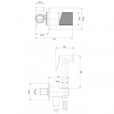 Potinkinis braižyto vario spalvos bidette dušelio komplektas Omnires Contour SYSCTBI1CPB 1