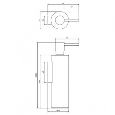 Chromo spalvos pakabinamas skysto muilo dozatorius Omnires Modern Project MP60721CR 1