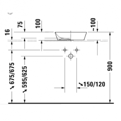 Duravit Cape Cod pastatomas praustuvas 400x360mm 2