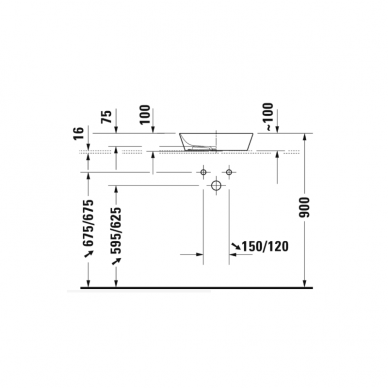 Duravit Cape Cod pastatomas praustuvas 430mm 2