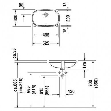 Duravit D-Code iš apačios montuojamas praustuvas 495x290 3