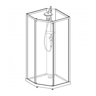 Dušo boksas Contura Shower 10-5 Comfort 90x90 cm, baltas profilis / skaidrus stiklas