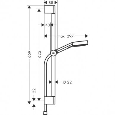 Dušo komplektas Hansgrohe Pulsify Select S 3jet 65 cm 2