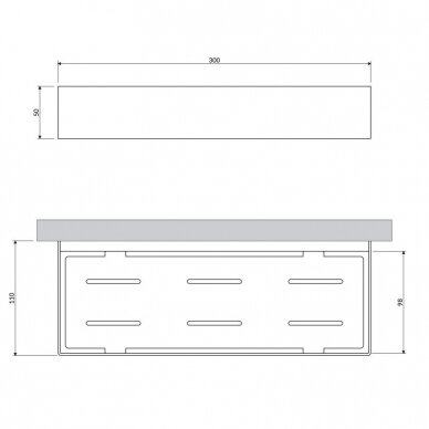 Grafito spalvos dušo lentynėlė Omnires Uni UN10335GR 30 x 5 x 11 cm 2