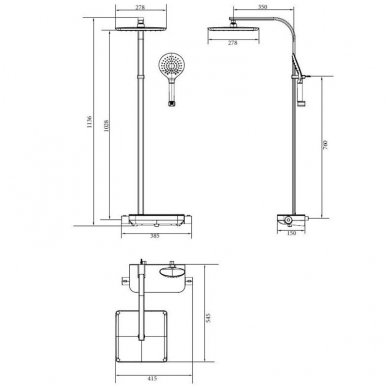 Termostatinė dušo sistema Paffoni Moby rain shower 6