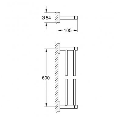 Dviguba rankšluosčių kabykla Grohe Essentials 600 mm 1