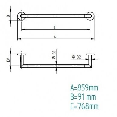 Elektrinis rankšluosčių džiovintuvas PMH Inga 859x91 mm. 6