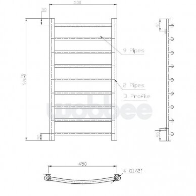 Elektrinis rankšluosčių džiovintuvas WOBBEE BRYMBO 50x90cm, kairinis, be laido chromo spalvos 4