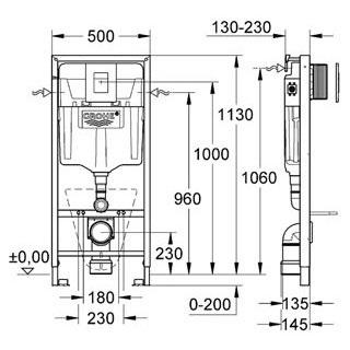 Grohe potinkinio unitazo rėmo ir Ideal Standard TESI Aquablade unitazo komplektas 2