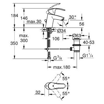 Grohe Eurosmart New maišytuvas praustuvui 2