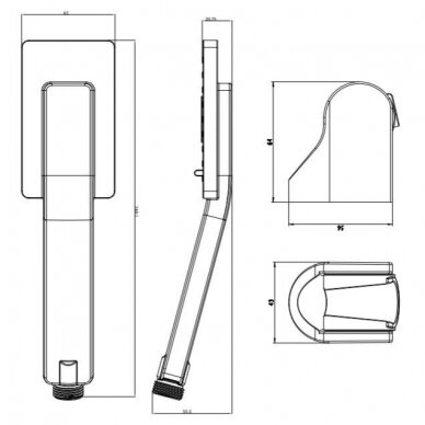 Nerūdijančio plieno spalvos dušo komplektas Omnires JIMJIM-PIN 1