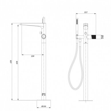 Grindinis braižyto vario spalvos maišytuvas voniai Omnires Contour CT8033CPB 1