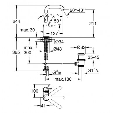 Grohe maišytuvas praustuvui Essence New 32628DC1 1