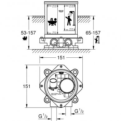 Grohe potinkinė dalis maišytuvui 45984001 1