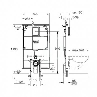 Grohe Rapid SL vietą taupantis potinkinis WC rėmas, 8 cm gylio 1