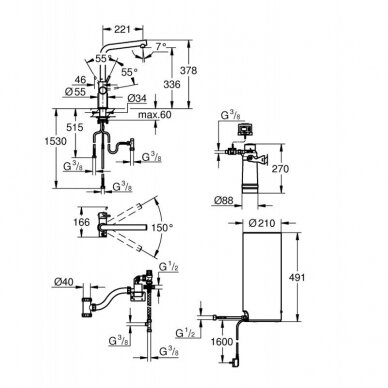 Grohe Red Duo L formos maišytuvas plautuvei ir L dydžio boileris 2