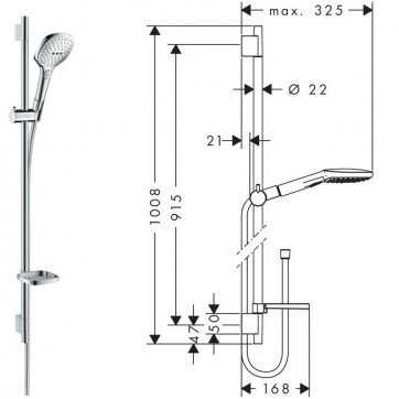 Hansgrohe Raindance Select S potinkinis termostatinis dušo komplektas 8