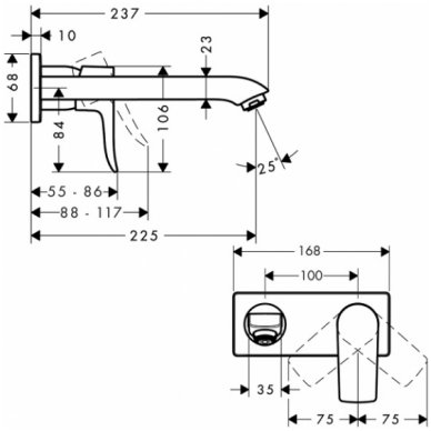 Hansgrohe potinkinis maišytuvas praustuvui Metris 225 mm 31086000 1