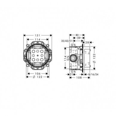 Hansgrohe Termostatinė dušo sistema (baltos matinės spalvos) 2