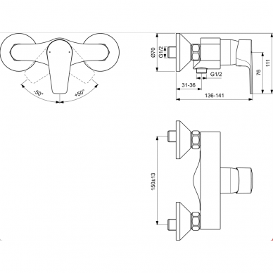 Ideal Standard CERAFINE D dušo vandens maišytuvas - BC493AA 2