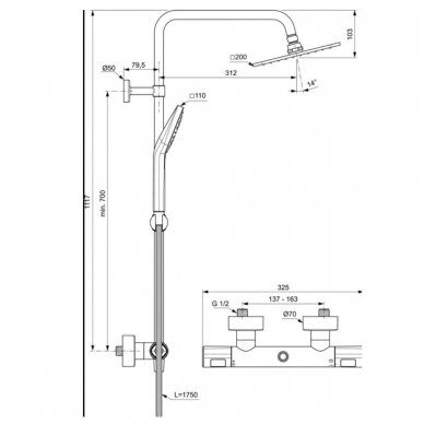 Ideal Standard Evo Diamond Termostatinė dušo sistema -  A7240AA 4