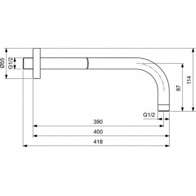 Ideal Standard Idealrain sieninė alkūnė dušo galvai, 40 cm, juoda - B9445XG