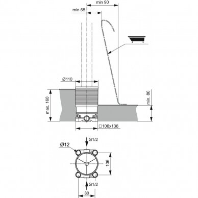 Ideal Standard iš grindų montuojamo maišytuvo potinkinė dalis 1