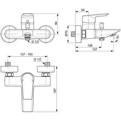 Ideal Standard maišytuvas voniai Tesi 1