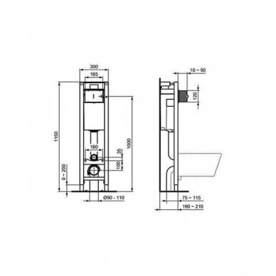 Ideal standard siauras potinkinis rėmas Prosys 30 cm 1