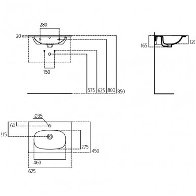 Ideal Standard Tesi pakabinamas/baldinis praustuvas 10