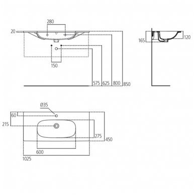 Ideal Standard Tesi pakabinamas/baldinis praustuvas 14