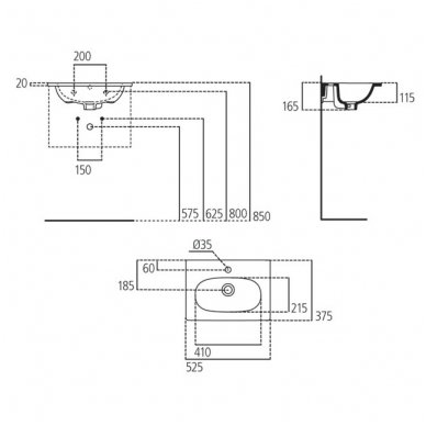 Ideal Standard Tesi pakabinamas/baldinis praustuvas 525x375 1