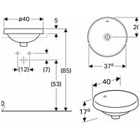 Įleidžiamas apvalus praustuvas Geberit Variform 40cm 1