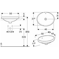 Įleidžiamas ovalus praustuvas Geberit Variform 50cm 1