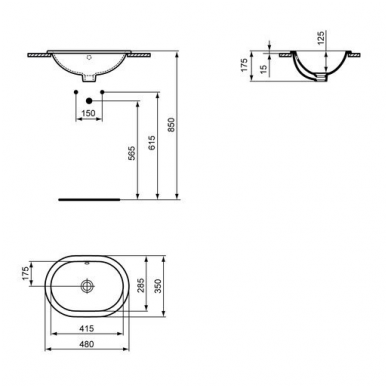 Įleidžiamas praustuvas Ideal Standard Connect Oval 3