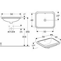 Iš apačios montuojamas stačiakampis praustuvas Geberit Variform 50 cm (500.766.01.2) 1