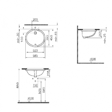 Iš apačios monduojamas praustuvas Vitra S20 52 cm 2