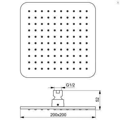 Juoda matinė Idealrain Cube kvadratine 200x200 mm dušo galva B0024XG 3