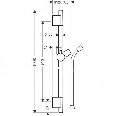 Juodas Hansgrohe UnicaS Puro dušo stovas 0.90 m su žarna (išpardavimas) 1