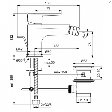 Juodas matinis Ideal Standard Cerafine O bide maišytuvas BC705XG 4