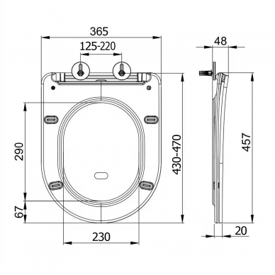 Juodos matinės spalvos pastatomas klozetas Paco Rimless su slim lėtaeigiu dangčiu 7