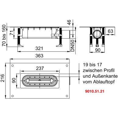 Juodos spalvos pjaustomas latakas ACO ShowerDrain S+ su Plate tipo grotelėmis 5