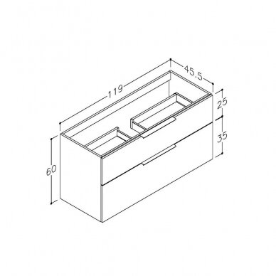 Kamė Big apatinė spintelė su stalčiais 120x59cm ir matinėmis baltomis rankenėlėmis (spalvų pasirinkimas) 3